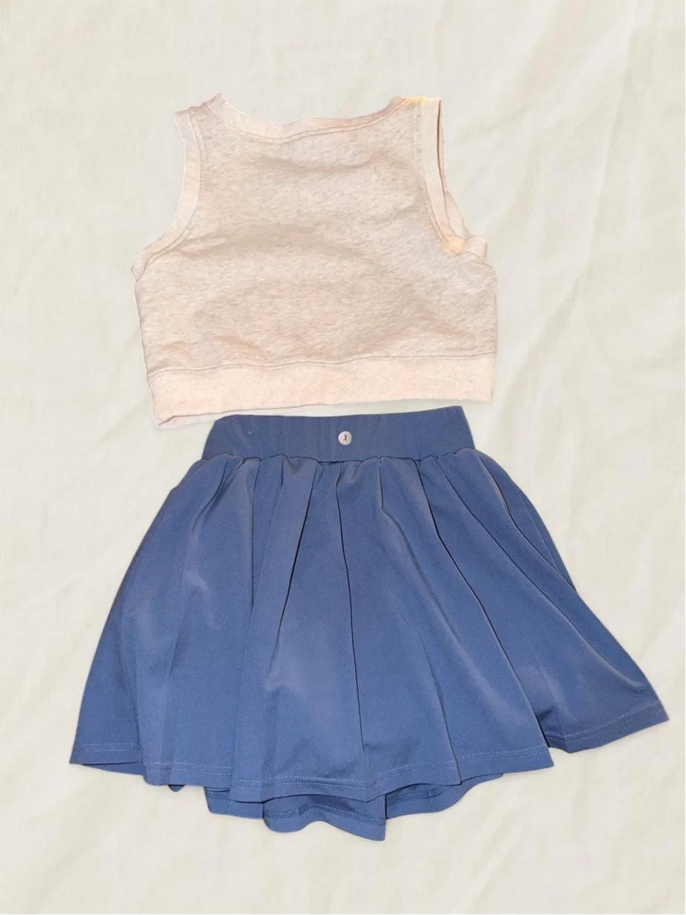 Blue Skirt & Gray Top Set